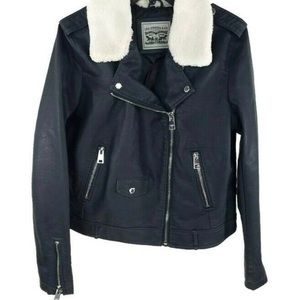 Levis Womens Faux Leather Shearling Moto Jacket